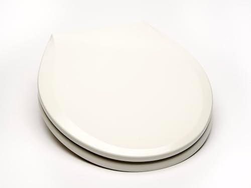 Bath Décor 1Q1R5-00 Premium Molded Wood Toilet Seat with Vari-Adjust Release ‘N’ Clean Lok-Down Hinge and Quik-Lok Mounting Hardware, Round, White