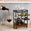 9 Bottle Wine Racks countertop with Top Tray, Freestanding 3-Tier Tabletop Wine Bottle Holder Stand, Modern Metal & Wood Wine Storage for Kitchen Counter, Bar, Cabinet or Pantry