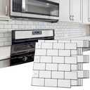 Art3d Only 8 -Sheet Backsplash Tile for Kitchen Peel and Stick, 12"x12" Stick on Subway Tiles for Kitchen, Bathroom Back Splashes, White-Black Grout