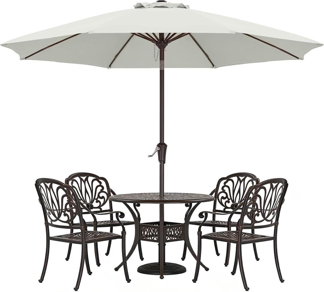 ABCCANOPY 9FT Outdoor Patio Umbrella, 8 Ribs Table Umbrella w/Crank for Easy Set Up, Suitable for Garden, Lawn, Deck & Backyard (Light Beige)