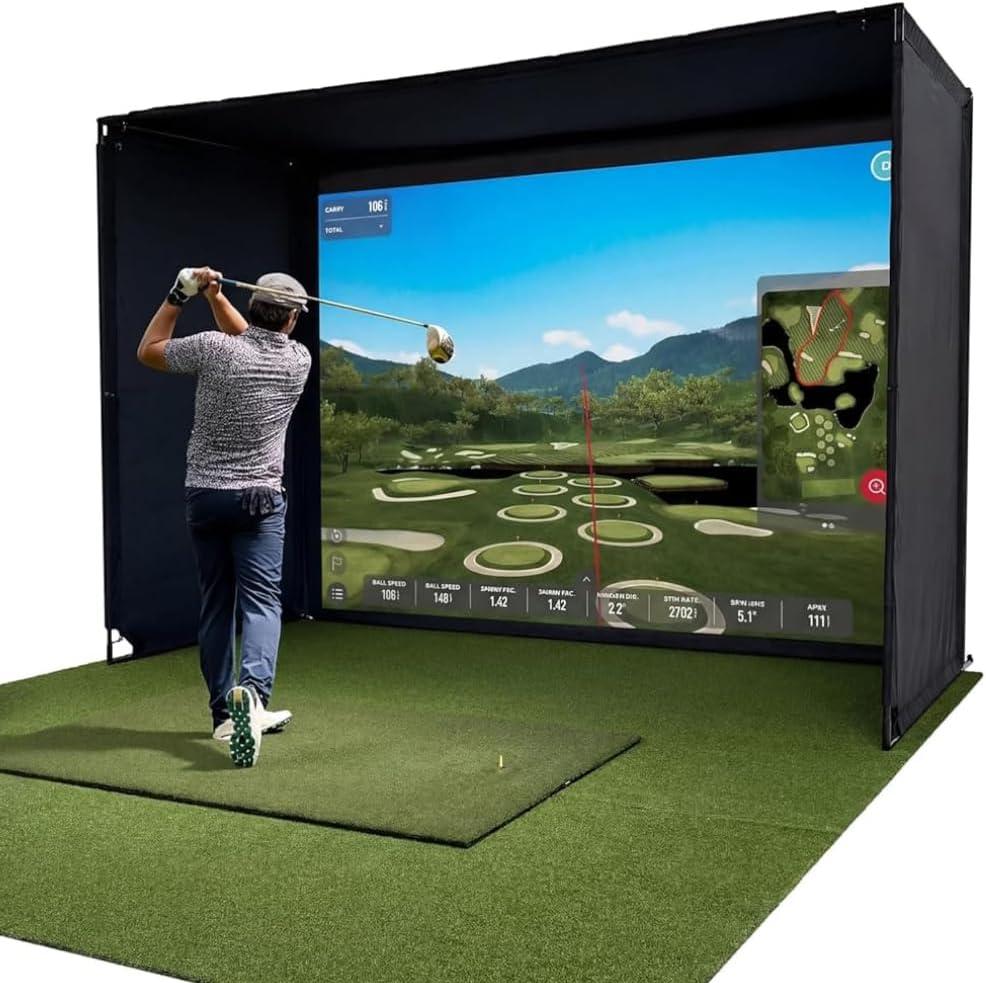 Glide Gear Golf Simulator Enclosure Kit – 10x8 ft – Complete Frame + Enclosure + HD Impact Screen (Home Indoor/Outdoor Practice)