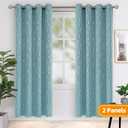 BGment Room Darkening Curtains 84 Inches Long, Grommet Thermal Insulated Blackout Curtains with Wave Line and Dots Printed for Bedroom, 2 Panels, Each 52 x 84 Inch, Aqua