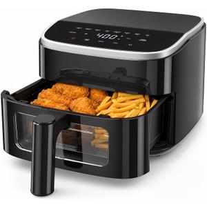 OLIXIS 4QT Air Fryer with Visible Window, 1500W Digital Touchscreen Air Fryer with 8 Presets, Auto Shut Off & Nonstick Dishwasher Safe Basket, 60-Min Timer, Max 400°F