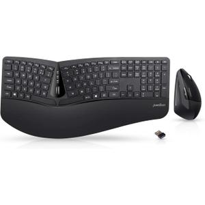 Perixx Periduo-605, Wireless Ergonomic Split Keyboard and Vertical Mouse Combo, Adjustable Palm Rest and Membrane Low Profile Keys, Black, US English Layout (11633)