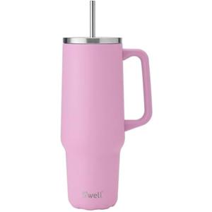 S'well Recycled Stainless Steel Tumbler XL with Straw and Handle, 40oz, Hydrangea Pink, Triple Layered Vacuum Insulated Containers Keeps Drinks Cold for 50 hours and Hot for 10