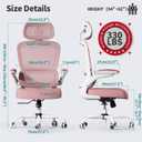 TRALT Office Chair Ergonomic Desk Chair, 330 LBS Home Mesh Office Desk Chairs with Wheels, Comfortable Gaming Chairs (Pink), Pack of 1