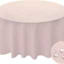 BYDOLL Table Cloth Round 70 Inch Tablecloth Fits Max60 Inch Diameter Top,Pale Pink Washable Outdoor Winkle and Stain Resistant Spillproof Polyester Tablecloths for Round Tables Party Cover
