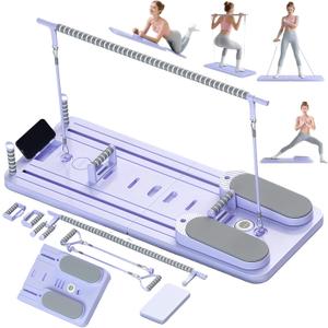 Pilates Board-Pilates Reformer Board, Multi-Purpose Portable Pilates Reformer Machine Home Pilates Kit for Home Workout, Fitness, Exercise, Abs, Core Equipment (Purple)