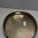 Monarch Abode Hand Hammered Metal Serving Tray with Handles, 17-Inch Brushed Gold Finish Oval Serving Platter, Large Serving Tray for Party, Fruit Platter, Dessert Trays, Serving Dishes (17" x 13" x 2")