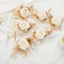 Rose Wrist Corsage for Girls Women Bride Bridesmaid, Set of 6, Champagne Hand Flower Wedding Artificial Flowers Accessories for Prom Party