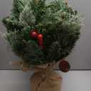 3ft Pre-Lit Artificial Christmas Tree with 70 LED Lights Mini Xmas Trees, Cement Burlap Base Basin, for Home Tabletop, Green