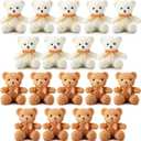 Lenwen 18 Pcs Bear Stuffed Animals Bulk 12 Inch Soft Plush Bears Doll Small Stuffed Toy for Boy Girl Baby Shower Valentines Galentines Birthday Decor Gift Party Favors(Light Brown, White)
