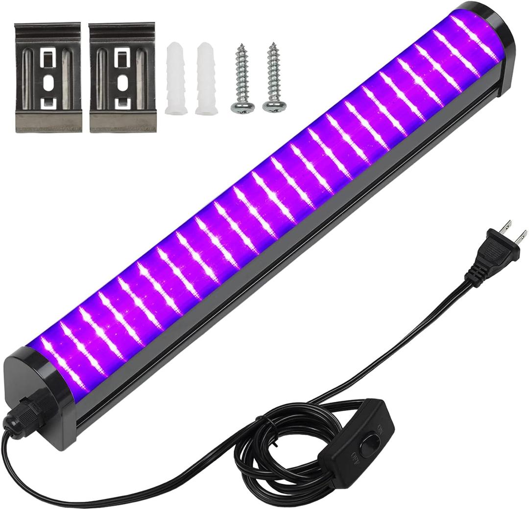 Upgrade 25W LED Black Light Bar - 72 UV Big LED Chip 395-405 nm, Black Lights for Glow Party - Blacklight Bar Posters, Glow in The Dark Party, Stage Lighting, Body Painting, Halloween