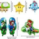 8-Piece Super Mario Aluminum Balloon Set - Super Mario & Classic Design, Vibrant 3D Cartoon Shape, Party Decoration Essential, Durable Foil Material