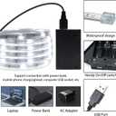 LED Rope Lights Outdoor Waterproof Battery Led Strip Lights, 16.4ft Flexible White Led Strip Lights Battery Powered Brighter Battery Powered White Lights for Camp Party Bedroom TV