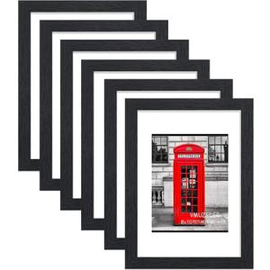 8x10 Picture Frame Black Set of 6,Display Pictures 5x7 with Mat or 8x10 Without Mat for Wall Mounting or Table Top Display, Photo Frames Collage for Wall