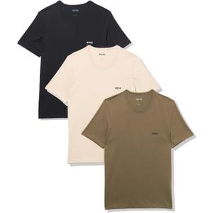 BOSS Men's 3-Pack Classic Logo Cotton T-Shirt (XX-Large, Cream/Black/Pewter Green)