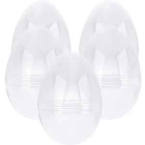 12 Inch/ 10 Inch/ 8 Inch Giant Plastic Clear Easter Egg 5/ 7/ 9/ 10/ 12/ 15 Pcs Empty Oversize Easter Egg Jumbo Plastic Eggs Fillable for Easter Fillers Party Favor (5 Pcs - Clear (10 Inch))