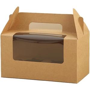 JIYIXhylera 100Pcs 16.59.59cm/6.493.743.54 inch Kraft Paper Cupcake Packing Box Christmas Gift Box with Clear Window 2 Cavity Muffin Cupcake Wedding Party Birthday Favors (100Pcs Kraft)