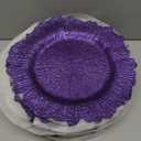 24 Pack Purple Charger Plates Bulk, 13" Plastic Reef Chargers for Dinner Plates, Round Charger Plate with Floral Reef Design for Dinner Wedding Party Table Setting Decoration