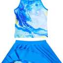 Girls Tankini Swimsuit Mermaid Bathing Suits Criss-Cross Strap Adjustable Summer Beach Two Piece Swimwear, Size 11 T