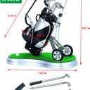 Golf Pen Holder with 3 Club Pens and Movable Golf Cart, Mini Golf Bag Desk Decor for Office, Funny Golf Gifts for Men, Dad, Boss - Stocking Stuffers for Golfers on Birthday, Christmas, Fathers Day
