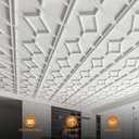 WOWSTAR 12-Pack 24"x24" Drop Ceiling Tiles, 3D Decorative Glue Up Ceiling Tiles, White