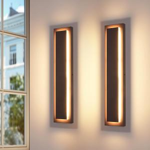 Long Outdoor LED Wall Lights, Modern Exterior Garage Wall Light,Brown Outdoor Wall Sconce,Waterproof Outside Light Fixtures for House,Patio,Front Porch,2 Packs,24W,3000K Warm White, 23.6IN-2 PCS