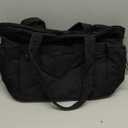 RAINSMORE Tote Bag for Women with Cup Holder, Puffer Work Bag, 15.6 inch Quilted Laptop Handbag for Work, Travel, Teacher, Black