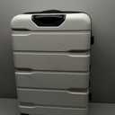 Coolife Luggage Expandable(only 28") Suitcase PC+ABS Spinner 20in 24in 28in Carry on (white grid new, L(28in))