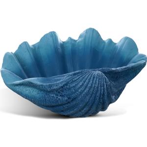 1 Pack 10 Inch Seashell Decorative Bowl Large Resin Clam Shell Conch Shape Bowl Coastal Beach Themed Table Decor Accents Entryway Table Decor for Living Room Coffee Bedroom Gift(Blue)