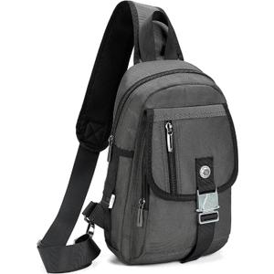 NICGID Sling Bag Chest Shoulder Backpack Crossbody Bags for Tablet Laptop Outdoor Hiking Men Women (Grey-016)