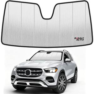 Windshield Sun Shade Compatible for 2020-2025 Benz GLE GLS Silver Reflective Foldable Front Sun Visor Sunshade Protector with Storage Bag Keep Interior Cool