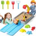 Dirt Diggers Excavator Sandbox for Kids, Toddler Construction Sand Box with Lid, Beach Toys for Outdoor Indoor Play Sensory Gifts for Boys Girls Ages 3+
