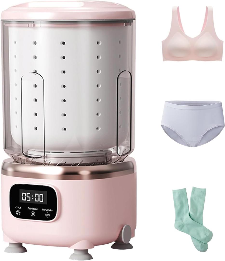 PinkPortable Washer with Spin-Dry Basket, Wash, Rinse, Spin Dry 3-in-1, Cordless Mini Washing Machine for Underwear, Socks, Baby Clothes, Mini Washer Machine for Travel, Apartments, Dorms
