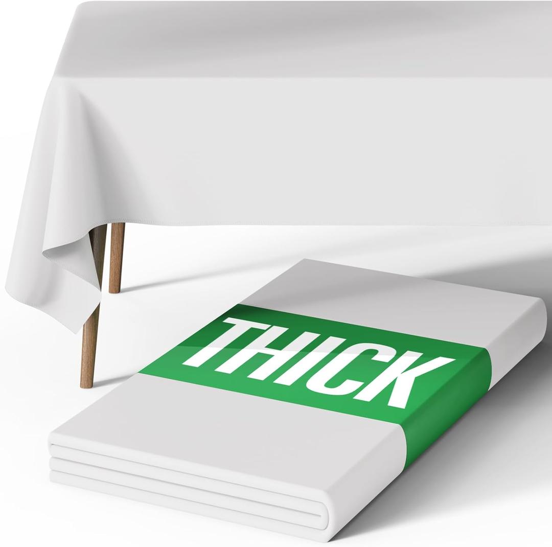 Pureegg Rectangle Table Cloth 70" x 120"  Durable Polyester Tablecloth Offers Reusable & Washable Protection, Ideal for Outdoor Party, Picnic, Wedding, Banquet and Birthday, 1 Pack, White