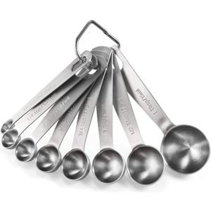 Measuring Spoons: U-Taste 18/8 Stainless Steel Measuring Spoons Set of 8 Piece: 1/8 tsp, 1/4 tsp, 1/3 tsp, 1/2 tsp, 3/4 tsp, 1 tsp, 1/2 tbsp & 1 tbsp Dry and Liquid Ingredients
