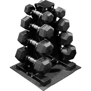 Fitvids 100LB Rubber Coated Hex Dumbbell Weight Set and Storage Rack 5-20 lbs Pairs 100LB Set with A-Rack Black