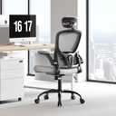 Ergonomic Office Chair - Adjustable Lumbar Support and Headrest, High Back Desk Chair with Flip-Up Arms for Home Office, 90-120° Tilt & Swivel Rolling Task Chair (Grey6076)