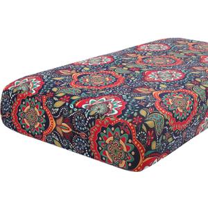 hyha Printed Couch Cushion Covers, Floral Sofa Covers Washable for 3 Cushion Couch, Stretch Pattern Outdoor Cushion Covers for Patio Furniture with Elastic Bottom(Large, Mandala Floral) (Red & Black)