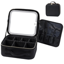 Travel Makeup Bag With LED Mirror, Cosmetic Train Case with Light up Mirror, Portable Makeup Artist Organizer Bag with Adjustable Dividers, Makeup Brush Holder Storage