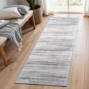 2x8 Washable Runner Rug for Family: Easy-to-Clean Runners for Hallway Entryway Bedroom - Stain and Water Resistant Rugs with Non-Slip Backing - Soft Low-Pile Carpet Beige Grey