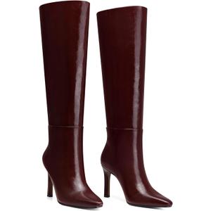 Womens Knee High Boots: 3.54 In Stiletto Heel, Wide Calf Tall Boots, 2025 Fall Fashion Trendy Heel Boot for Party, Night out, Date, Dancing (8, Brown)