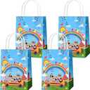 24 Pack Cartoon Melon Birthday Party Favor Bags Watermelon Musical Tones Rainbow Patterned Gift Bags with Handles for Melon Party Decor