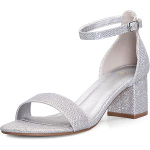 mysoft Women's Chunky Low Heels Open Toe Block Heeled Dress Ankle Strap Pump Wedding Sandals 8