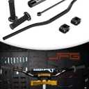 JFG RACING 1 1/8" 28mm Motorcycle Handlebar Kit With Cross Bar & Chest Pad & Grips & Grip Donuts for Most Dirt Bike, MYSTERIOUS BLACK
