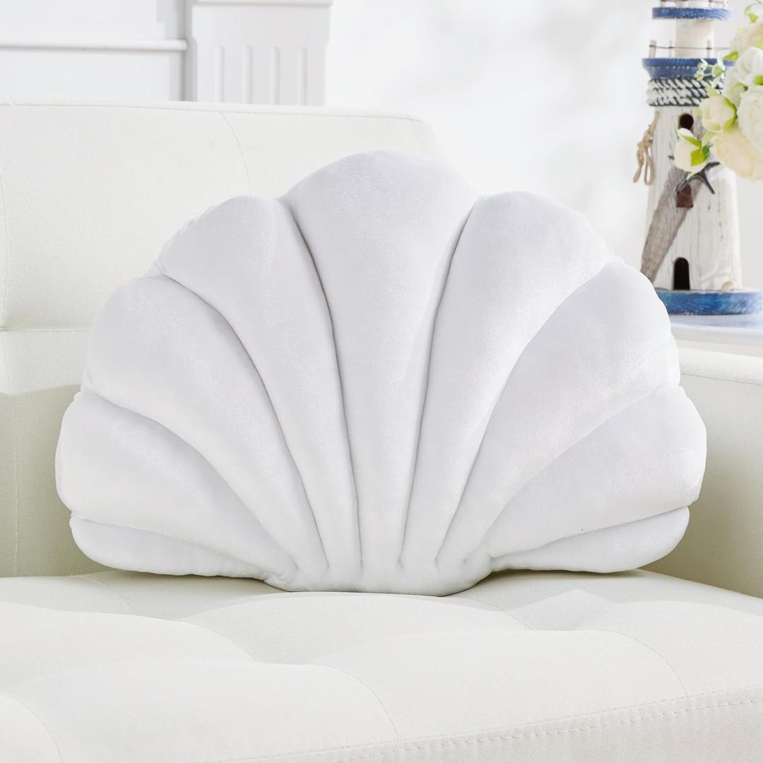 Shell PillowSeashell Decorative Pillow White Seashell Shaped Throw Pillows 13x10 Inch Decorative Room Decor Pillows for Couch Bed Home Decor