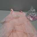 9 Pcs Halloween Pink Witch Costume for Girls Sequins Mesh Princess Dress with Accessories (7-8 Years)