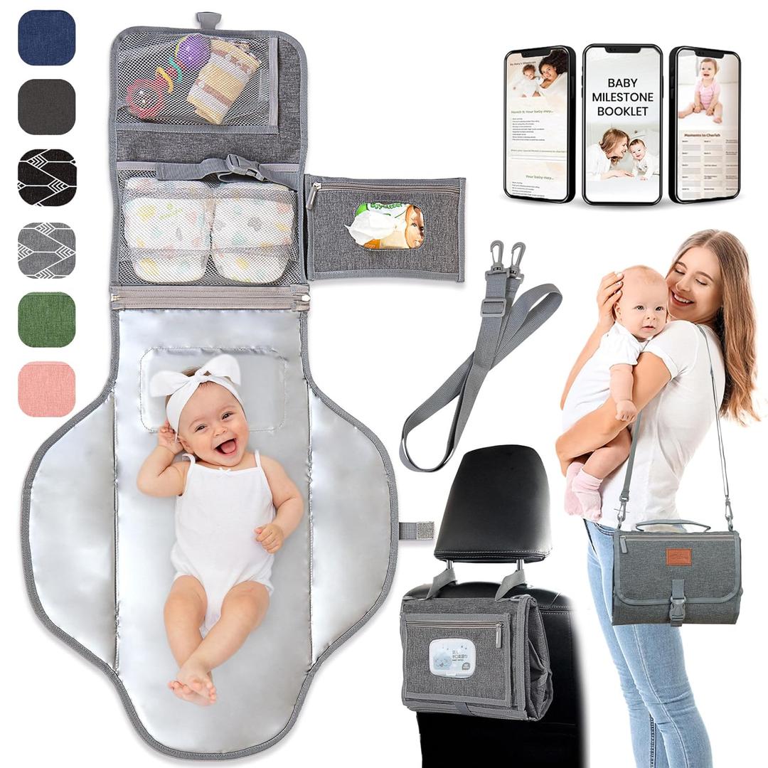 Portable Changing Pad for Baby Soft, Comfortable Portable Diaper Changing Pad with Wipes Pockets, Waterproof and Easy to Clean Baby Registry Search, new born baby essentials must haves, baby stuff