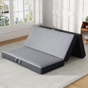 Trifold Mattress Full Size 6 Inch - Foldable Memory Foam Mattress for Camping, Travel, RV, Guest Bed & Yoga - No Slip Bottom, Washable Cover with Handles - Portable Folding Floor Cushion 73"x52"x6"